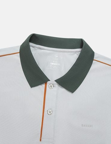 Áo polo ngắn tay nam coolmax phối dọc vai xẻ tà