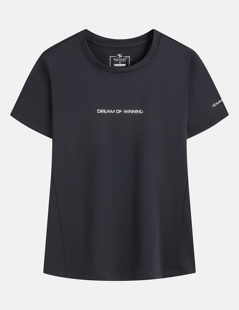 Áo t-shirt nữ ngắn tay cổ tròn logo ngực