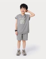 Bộ hè trẻ em sát nách hình in trước ngực quần cạp chun co giãn