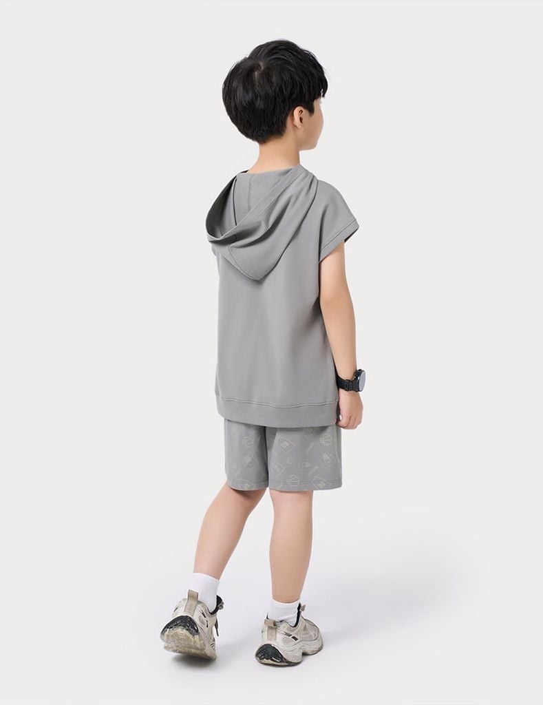 Bộ hè trẻ em sát nách hình in trước ngực quần cạp chun co giãn