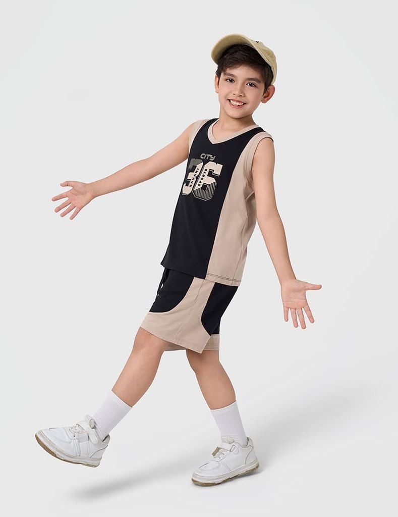 Bộ đồ hè sát nách bé trai dáng rộng