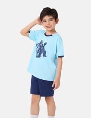 Bộ hè trẻ em phối áo quần khác màu hình in trước ngực