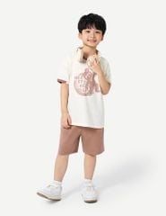 Bộ hè trẻ em phối áo quần khác màu hình in trước ngực