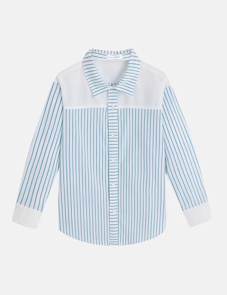 Áo sơ mi dài tay bé trai phối vai ngực