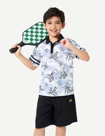 Áo polo ngắn tay bé trai phối cổ viền tay khác màu