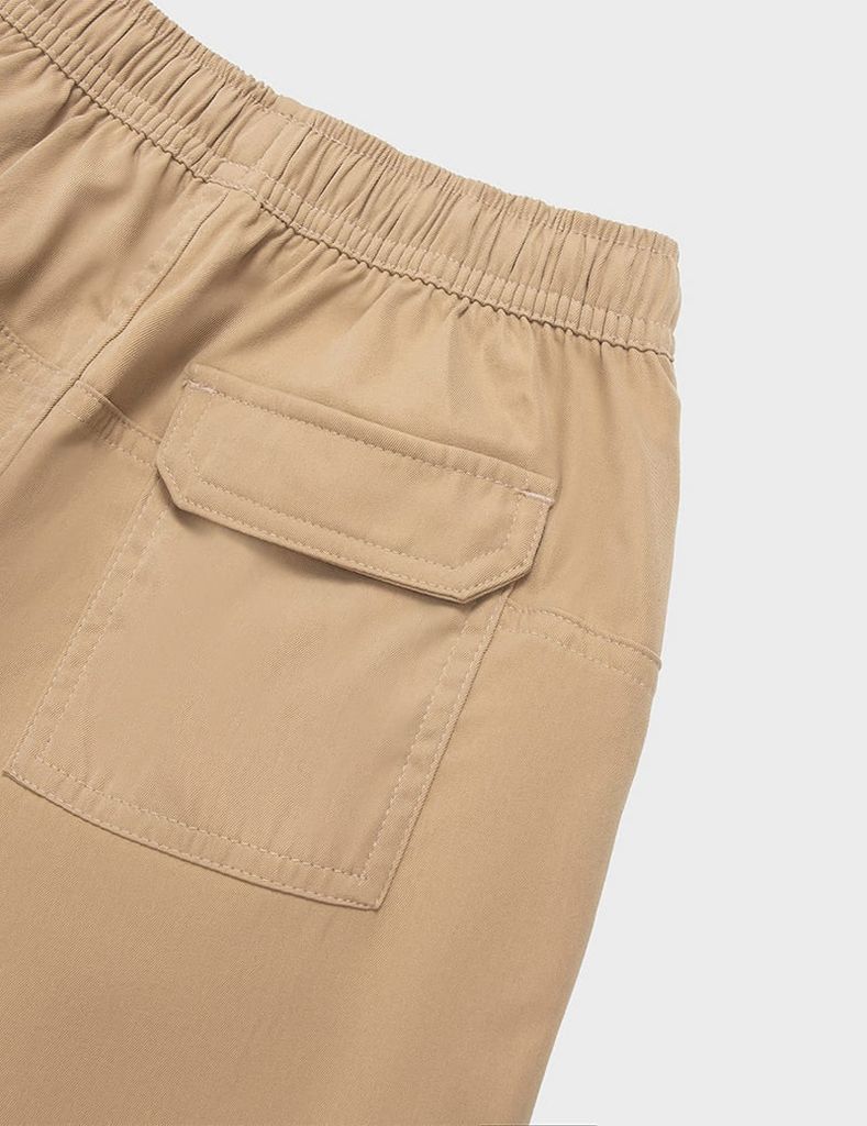 Quần khaki dài bé trai dáng rộng gấu chun tăng giảm