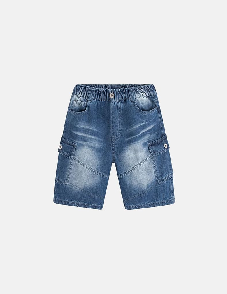 Quần short jean trẻ em cạp chun túi ốp sườn thời trang