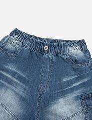 Quần short jean trẻ em cạp chun túi ốp sườn thời trang
