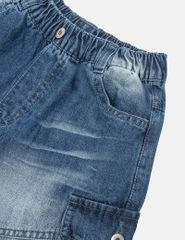 Quần short jean trẻ em cạp chun túi ốp sườn thời trang
