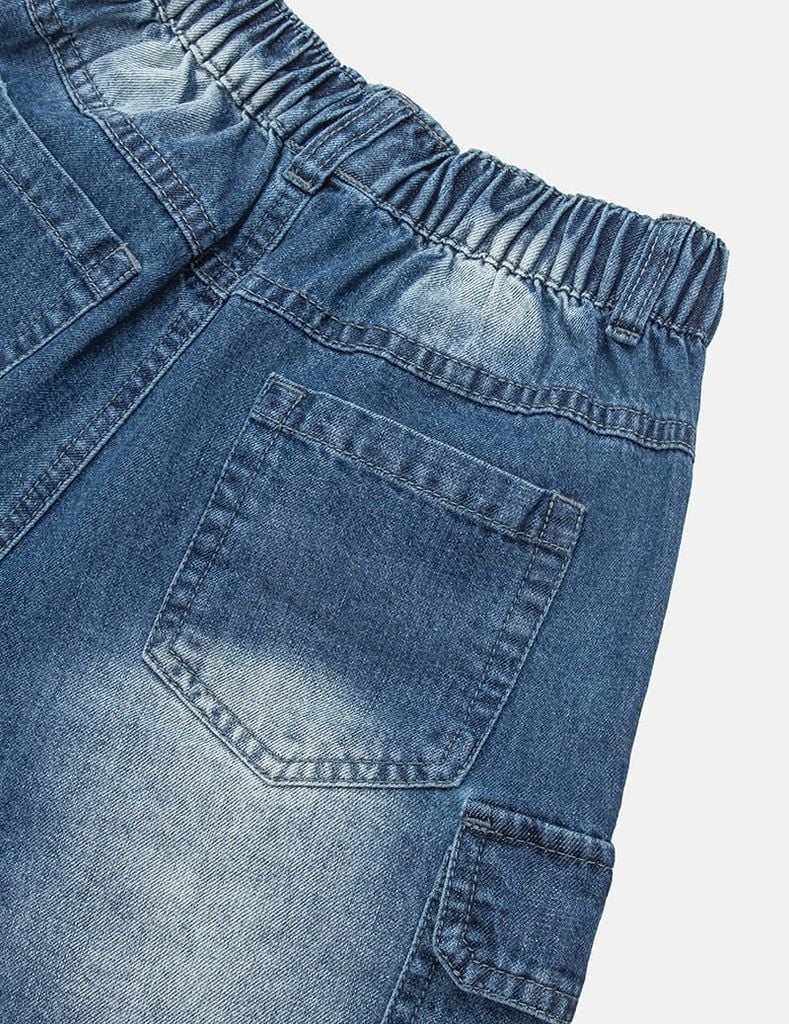 Quần short jean trẻ em cạp chun túi ốp sườn thời trang