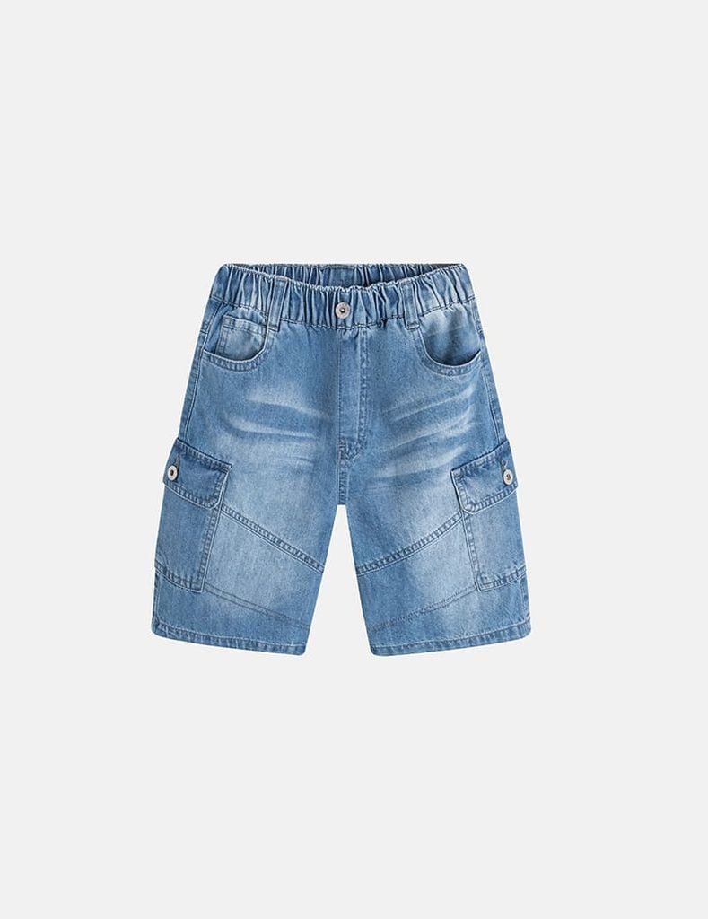 Quần short jean trẻ em cạp chun túi ốp sườn thời trang