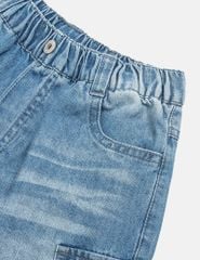 Quần short jean trẻ em cạp chun túi ốp sườn thời trang