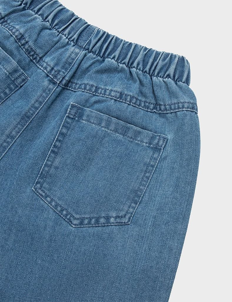 Quần short jean cạp chun dây dệt luồn chắc chắn
