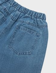 Quần short jean cạp chun dây dệt luồn chắc chắn