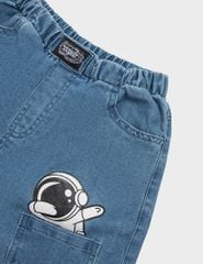 Quần short jean cạp chun dây dệt luồn chắc chắn