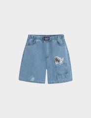 Quần short jean cạp chun dây dệt luồn chắc chắn