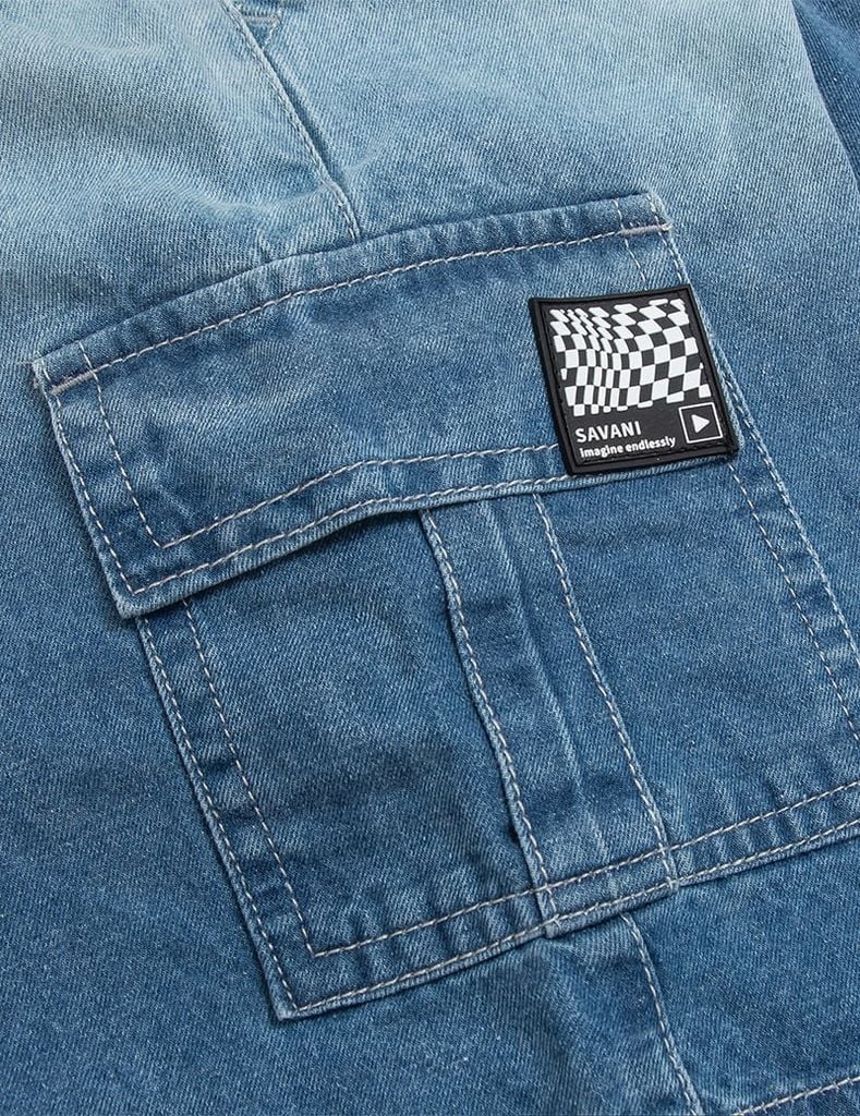 Quần short jean bé trai cạp chun co giãn