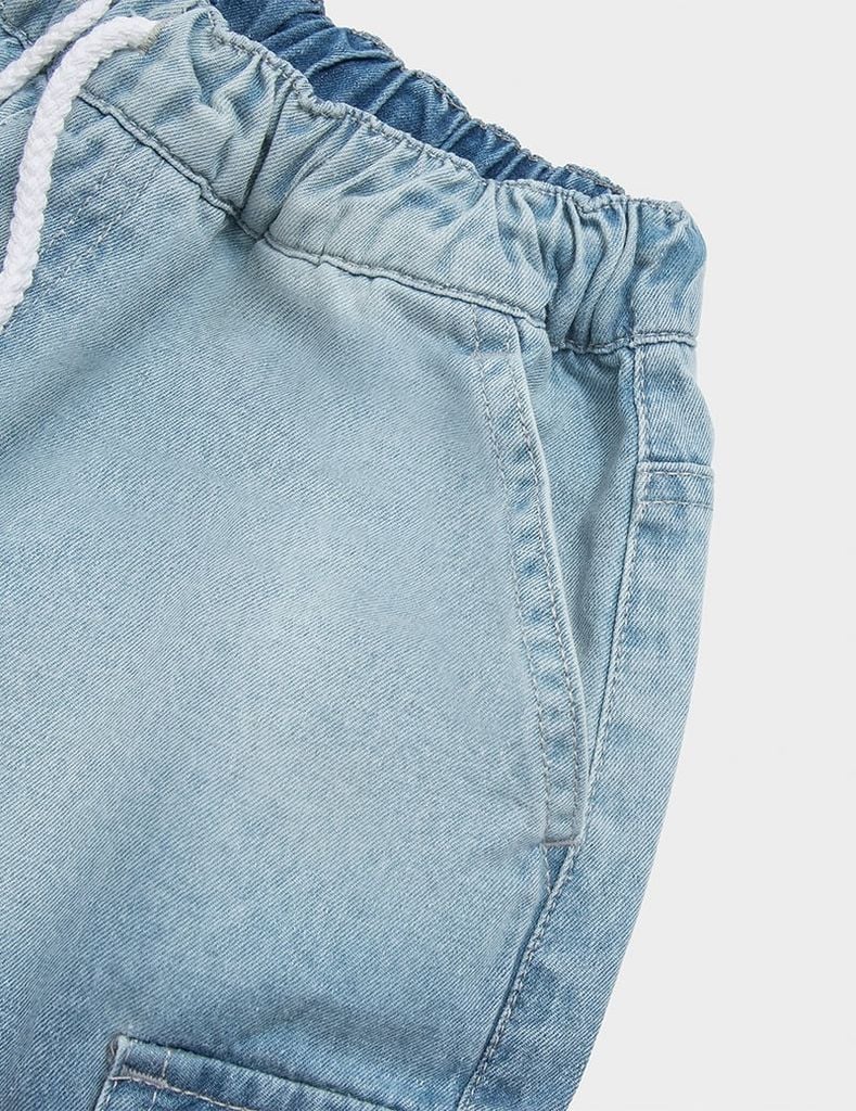 Quần short jean bé trai cạp chun co giãn