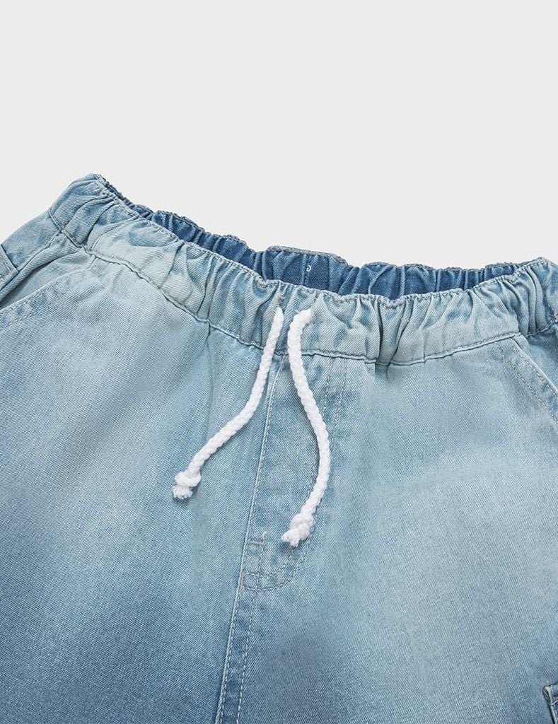 Quần short jean bé trai cạp chun co giãn