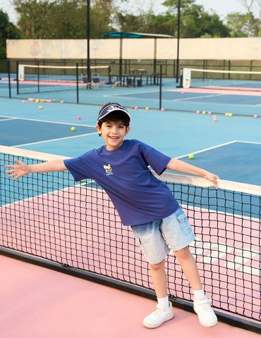 Quần short jean bé trai cạp chun co giãn