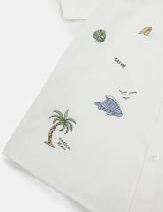Áo sơ mi ngắn tay bé trai có túi hình in thân trước