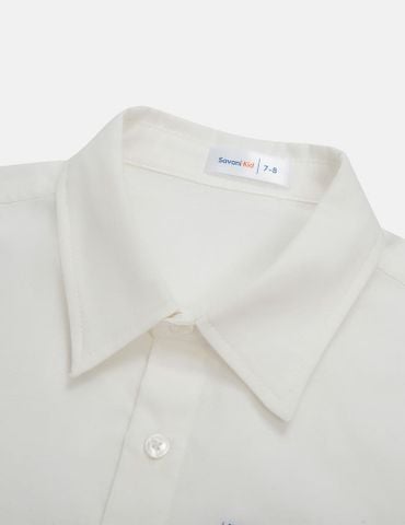 Áo sơ mi ngắn tay bé trai có túi hình in thân trước