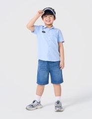 Áo sơ mi ngắn tay bé trai mác dệt trang trí