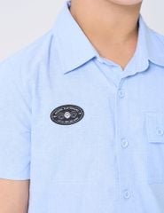 Áo sơ mi ngắn tay bé trai mác dệt trang trí