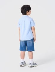 Áo sơ mi ngắn tay bé trai mác dệt trang trí