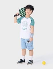 Áo thun cổ tròn bé trai in hình trước ngực