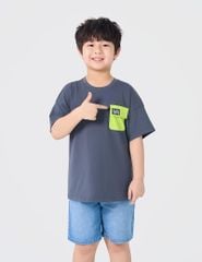 Áo thun cổ tròn trẻ em casual phối túi ốp