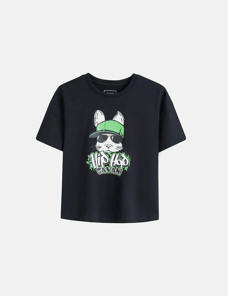 Áo t-shirt ngắn tay bé trai cổ tròn hình in trước ngực