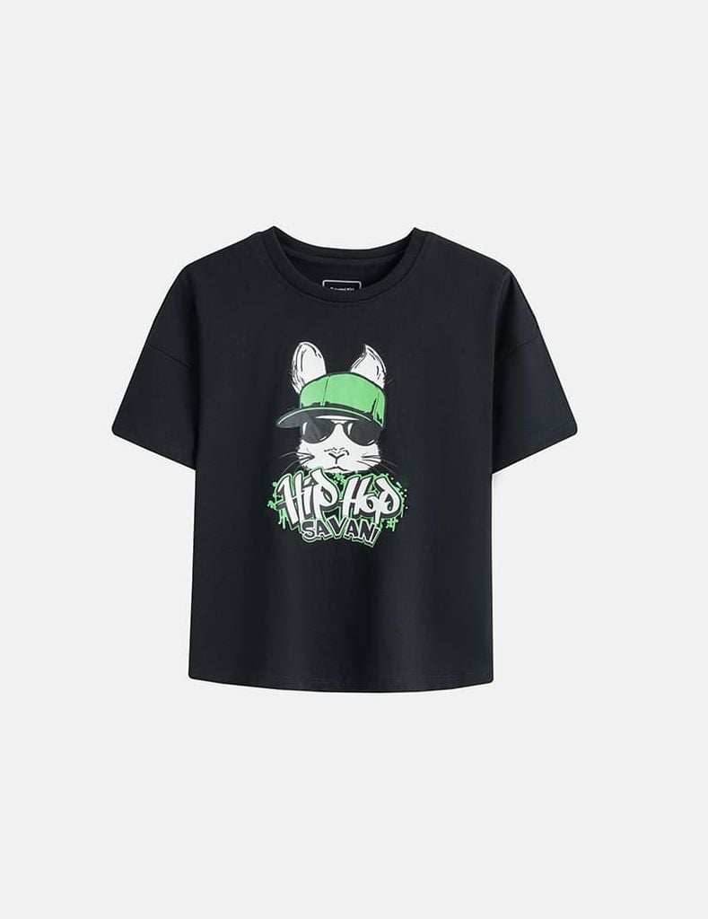 Áo t-shirt ngắn tay bé trai cổ tròn hình in trước ngực