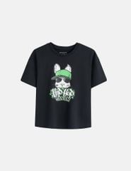 Áo t-shirt ngắn tay bé trai cổ tròn hình in trước ngực