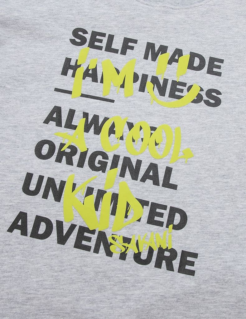 Áo t-shirt bé trai ngắn tay cổ tròn in hình trước ngực