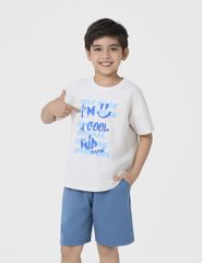 Áo t-shirt bé trai ngắn tay cổ tròn in hình trước ngực