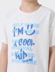 Áo t-shirt bé trai ngắn tay cổ tròn in hình trước ngực