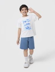 Áo t-shirt bé trai ngắn tay cổ tròn in hình trước ngực