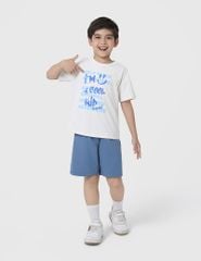 Áo t-shirt bé trai ngắn tay cổ tròn in hình trước ngực