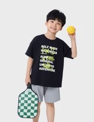 Áo t-shirt bé trai ngắn tay cổ tròn in hình trước ngực
