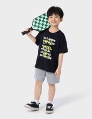 Áo t-shirt bé trai ngắn tay cổ tròn in hình trước ngực