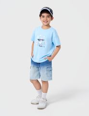 Áo thun bé trai ngắn tay cổ tròn in hình trước ngực