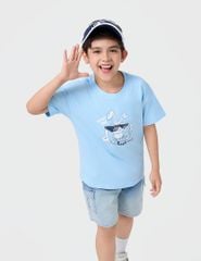 Áo thun bé trai ngắn tay cổ tròn in hình trước ngực