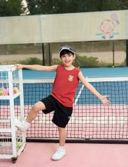 Quần short kaki bé trai cạp chun mác trang trí dọc quần
