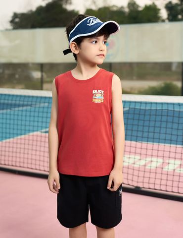 Quần short kaki bé trai cạp chun mác trang trí dọc quần