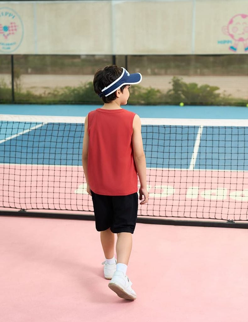 Quần short kaki bé trai cạp chun mác trang trí dọc quần