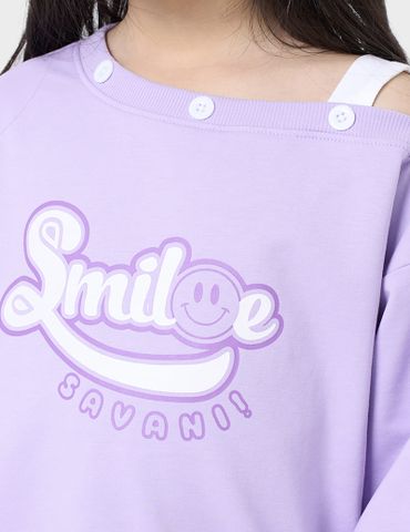 Áo nỉ cổ tròn trẻ em GAN308W4 dáng suông rộng