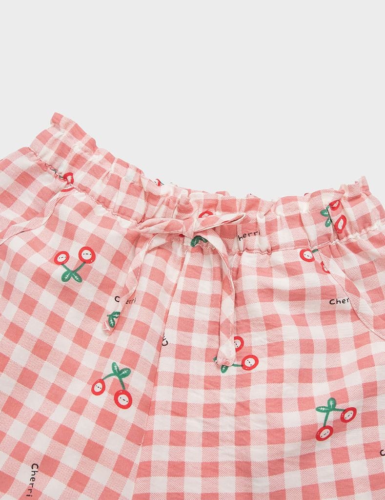 Quần short đùi bé gái dáng rộng cạp chun rời