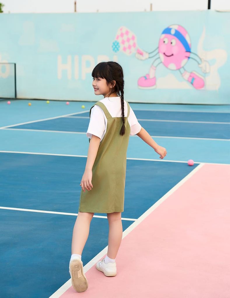 Váy liền phối áo bé gái