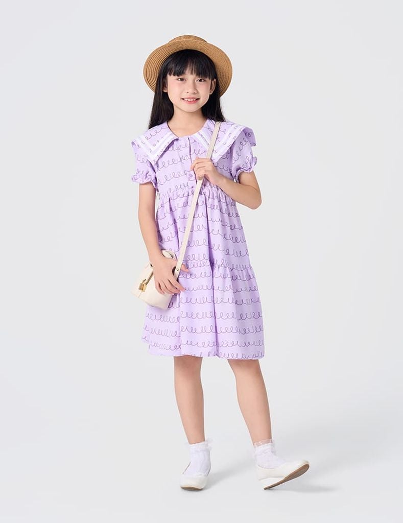 Váy liền bé gái cổ thủy thủ